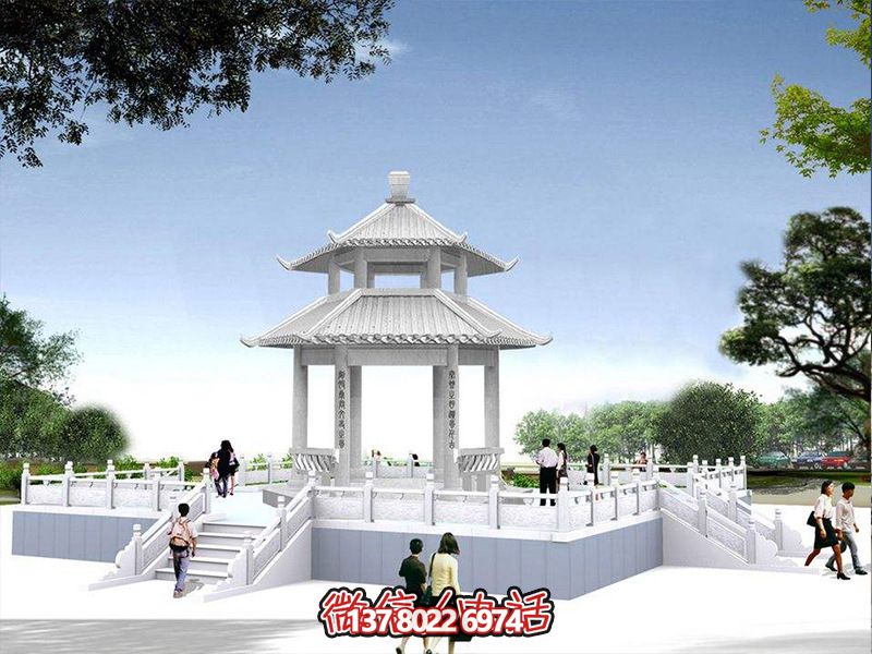 汉白玉双顶休闲凉亭